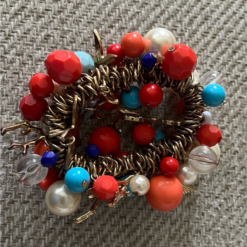 Multi Colored Beaded Elastic Bracelet